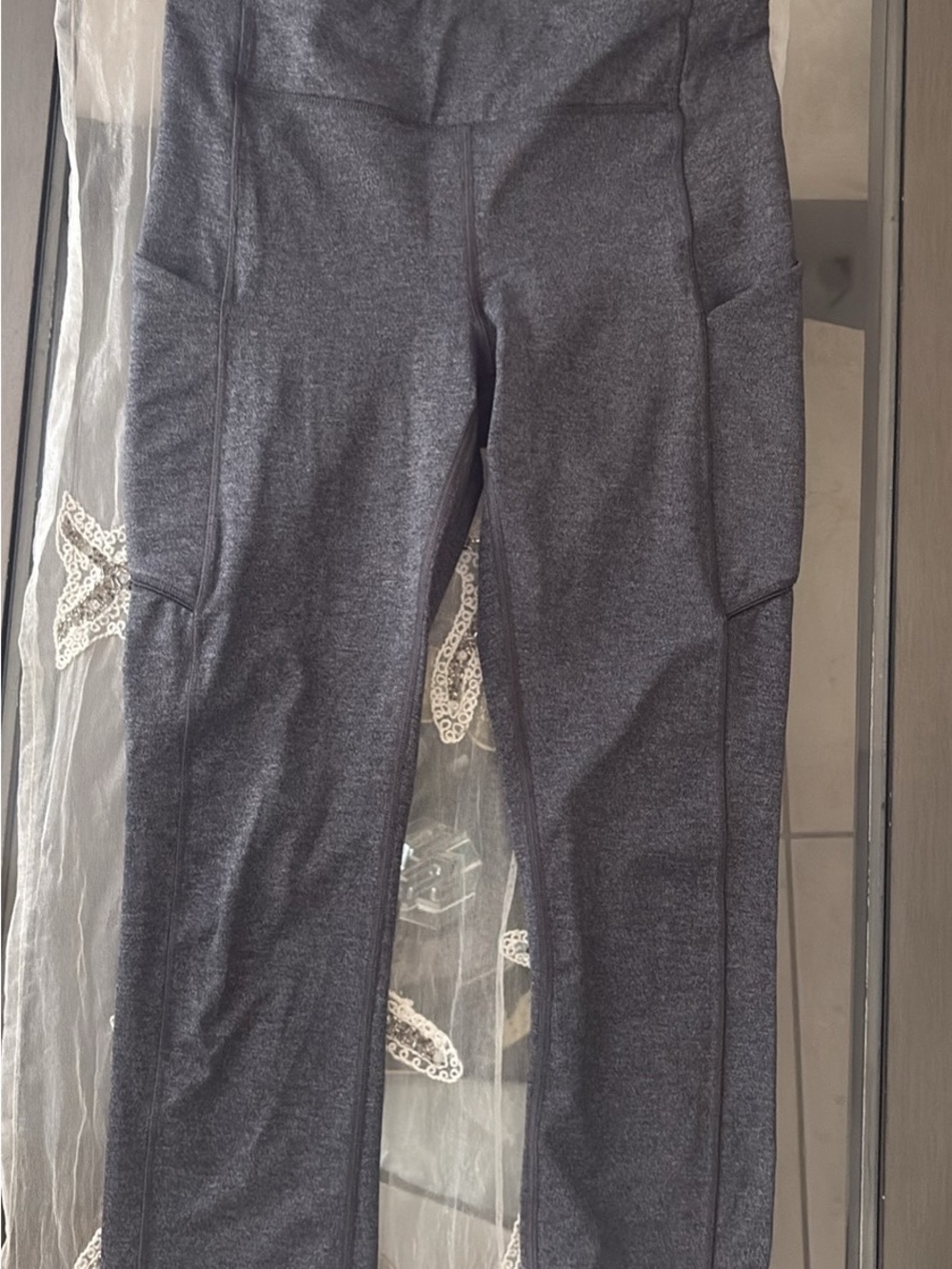 Lululemon High-Waist Charcoal Gray Workout Leggings